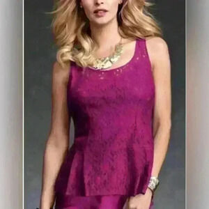 CAbi Lace Peplum Sleeveless Top